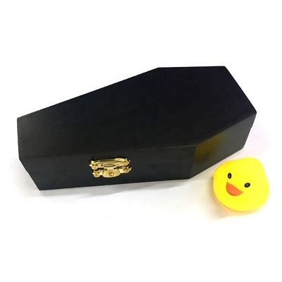 Caja de ataúd de madera sin terminar para envases personalizados de regalo y cosméticos de color negro