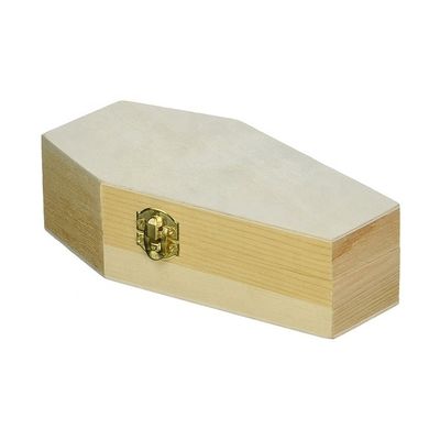 Caja de ataúd de madera sin terminar para envases personalizados de regalo y cosméticos de color negro