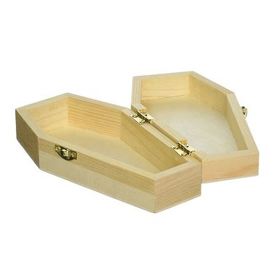 Caja de ataúd de madera sin terminar para envases personalizados de regalo y cosméticos de color negro