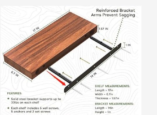 Estante flotante de madera de roble sólido Solución de ahorro de espacio en la acacia de mango