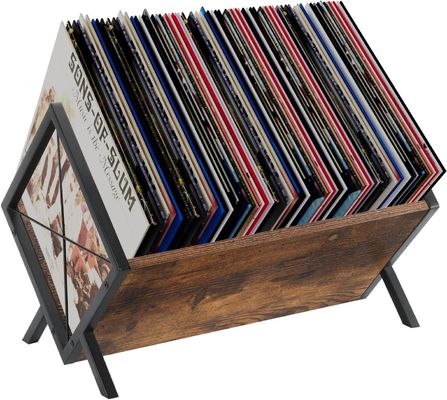 Estante de visualización de discos de vinilo de madera para montaje rápido y almacenamiento de archivos de libros de revistas álbumes