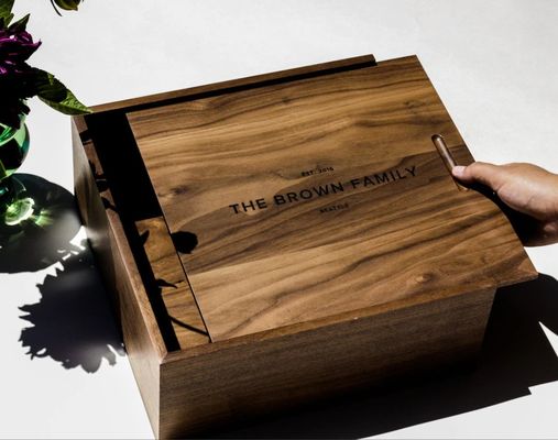 Caja de memoria personalizada minimalista moderna para recuerdos de logotipos personalizados y portaobjetos de almacenamiento