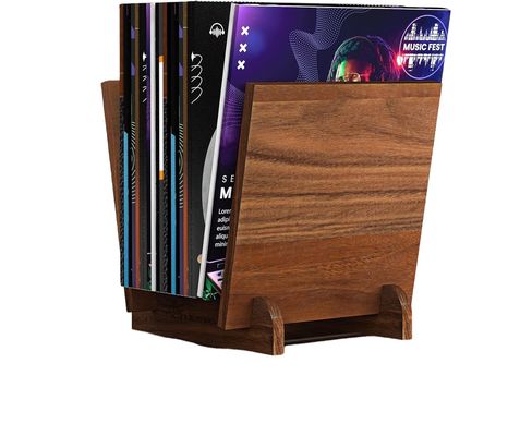 Display de disco de madera sólida de vinilo para almacenamiento de diseño multifuncional
