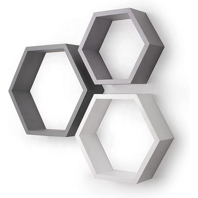 Tipo de montaje en la pared Estantes flotantes hexagonales de madera personalizados para decoración de la habitación de los niños
