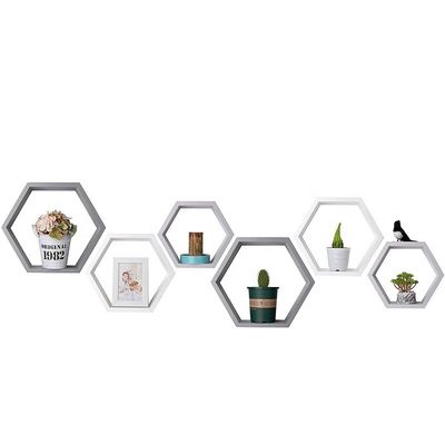 Tipo de montaje en la pared Estantes flotantes hexagonales de madera personalizados para decoración de la habitación de los niños