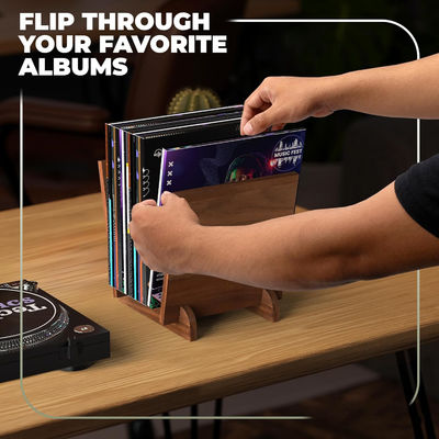 Display de disco de madera sólida de vinilo para almacenamiento de diseño multifuncional