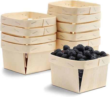 Cestas de frutas de madera con ventilación de 5,75 pulgadas cuadradas impresas en tela de seda