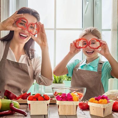 Cestas de frutas de madera con ventilación de 5,75 pulgadas cuadradas impresas en tela de seda