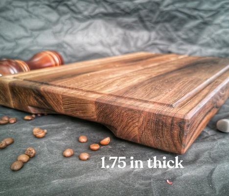 Logotipo personalizado aceptable 1,75 grueso Gran tabla de corte de nuez con ranura de jugo