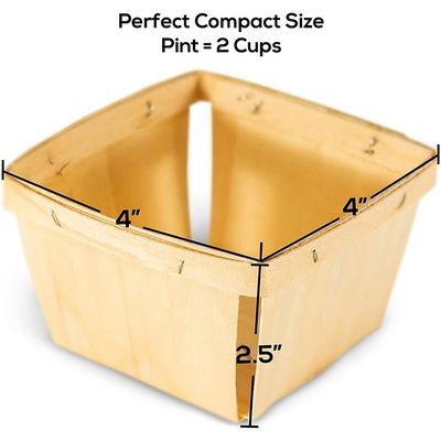 Color de madera de abedul o álamo 4 x 4 pulgadas Pint Frutas Cestas para decoraciones de fiesta