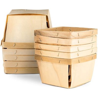 Artesanía de regalo industrial hecha a mano 4x4 pulgadas Veneer Caja de madera para la recolección de frutas y bayas