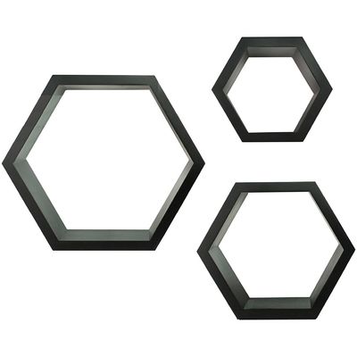 Excelente estantería flotante hexagonal de madera para casa baño sala de estar y más