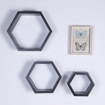 Excelente estantería flotante hexagonal de madera para casa baño sala de estar y más