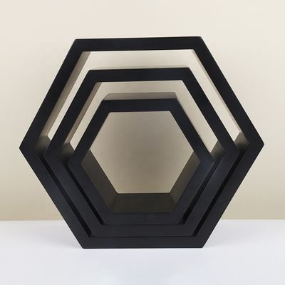 Excelente estantería flotante hexagonal de madera para casa baño sala de estar y más