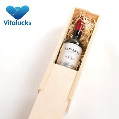 Embalaje de caja de vino sin terminar personalizado con caja de regalo de madera de pino impresa con pantalla de seda