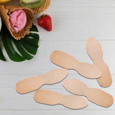 Logotipo personalizado Bastones de helado de madera Mini cucharas personalizadas de madera de abedul