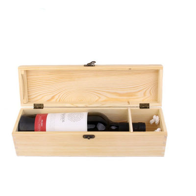 Logotipo personalizado aceptable botella única caja de vino de madera para regalos personalizados