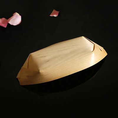 Logotipo personalizado Acceptable de abedul de bambú forma de barco vela de madera bandeja de sushi