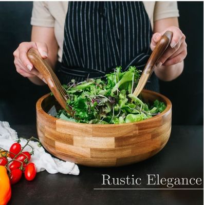 Completar su fiesta de la ensalada de bambú con utensilios de servir y frasco de vestimenta