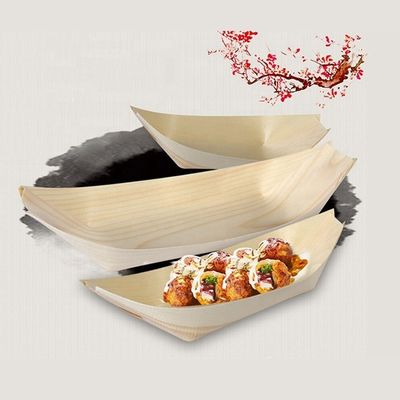 Barco de servicio de sushi de madera 9 pulgadas moderno sencillo desechable de abedul de pino de bambú