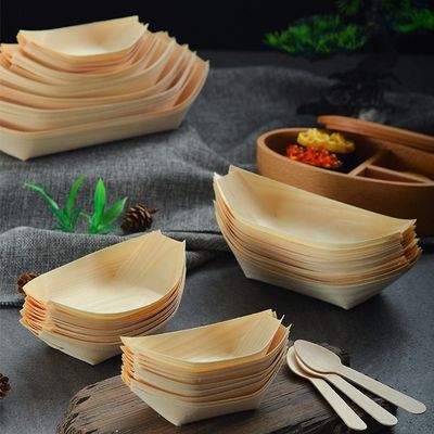 Barco de servicio de sushi de madera 9 pulgadas moderno sencillo desechable de abedul de pino de bambú