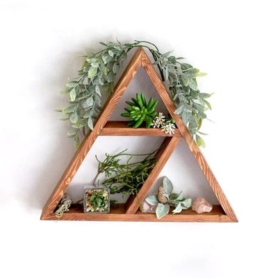 Muebles de sala de estar hechos a mano de madera montada en la pared estantería triangular flotante de 16&quot; o 18&quot; X3.2&quot; diseño moderno