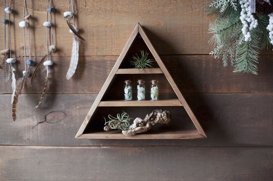 Muebles de sala de estar hechos a mano de madera montada en la pared estantería triangular flotante de 16&quot; o 18&quot; X3.2&quot; diseño moderno