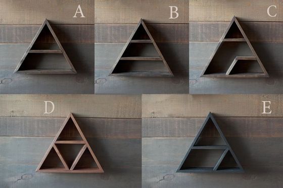 Muebles de sala de estar hechos a mano de madera montada en la pared estantería triangular flotante de 16&quot; o 18&quot; X3.2&quot; diseño moderno