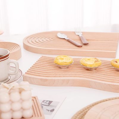 bandeja de madera de forma de onda bandeja de desayuno para cocina 40.5x18.5x2cm logotipo personalizado