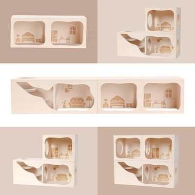 Casa de madera respirable para animales pequeños Cámara personalizable para ocultarse y explorar