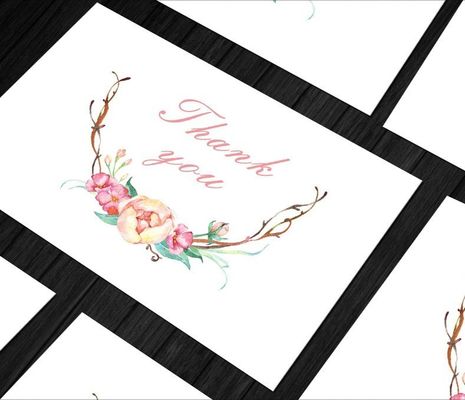 Diseño personalizado de tarjetas de felicitación de gracias Tarjetas postales con logotipo en papel reciclado