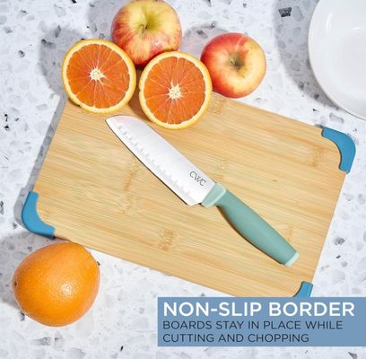 Tabla de corte de bambú sostenible para cocina Tablas grandes, medianas y pequeñas no resbaladizas