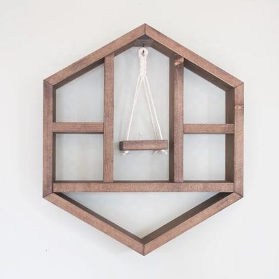 Estante geométrico flotante Diseño artesanal de panal de miel para ahorrar espacio Hexágono de madera