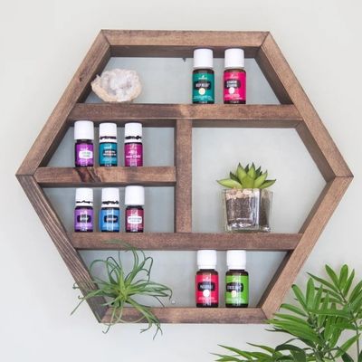 NO Estante de almacenamiento de madera sólida vintage de varias capas plegada con diseño rústico hexagonal