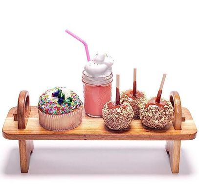 Plato de servicio de madera elevada contemporánea para la decoración del hogar organizador de estanterías