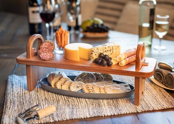 Plato de servicio de madera elevada contemporánea para la decoración del hogar organizador de estanterías