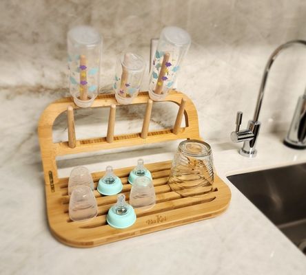 Clasificación Estante de secado de botellas de bambú para bebés para viajes con cepillo y secador