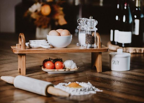 Plato de servicio de madera elevada contemporánea para la decoración del hogar organizador de estanterías