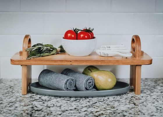 Plato de servicio de madera elevada contemporánea para la decoración del hogar organizador de estanterías