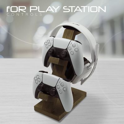 Controlador de videojuegos Headset Stand Estante de madera para decoración del hogar con soporte para auriculares