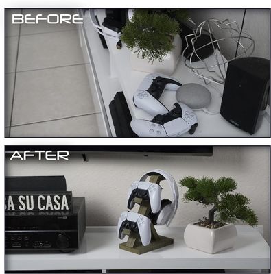 Controlador de videojuegos Headset Stand Estante de madera para decoración del hogar con soporte para auriculares