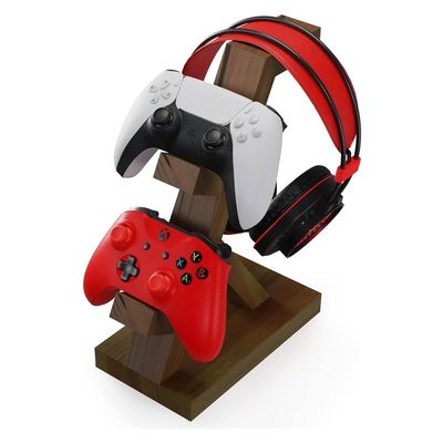 Controlador de videojuegos Headset Stand Estante de madera para decoración del hogar con soporte para auriculares