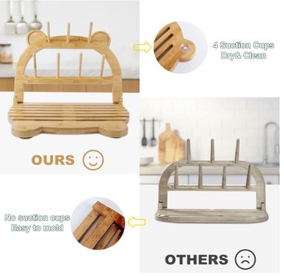 Sustentador de botellas de bambú para secar rápidamente y ahorrar espacio