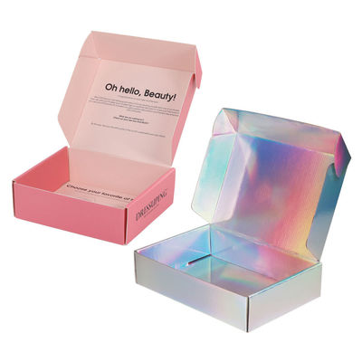 Impresión de laminado de Matt personalizada Conjunto de cosméticos rosados Caja de envío para cuidado de la piel