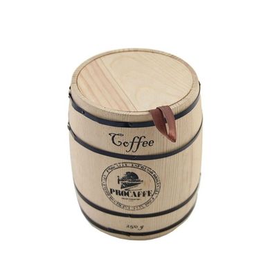 Embalaje en barril de madera personalizable para regalos de café Muestra gratuita