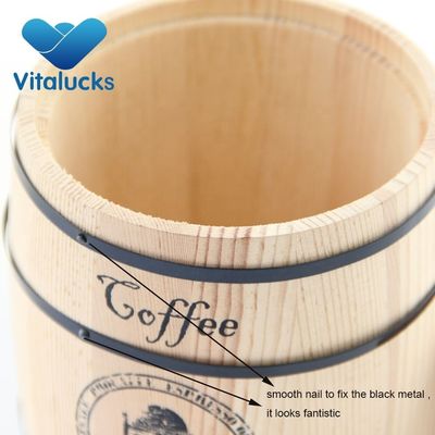 Embalaje en barril de madera personalizable para regalos de café Muestra gratuita