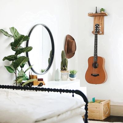Estante de guitarra de montaje de pared personalizado para decoración del hogar Diseño de nivel único
