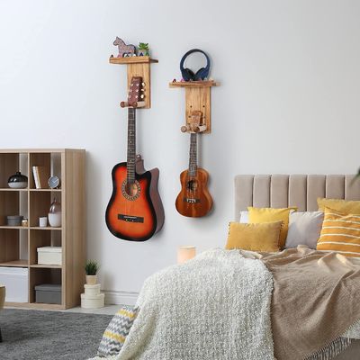 Estante de guitarra de montaje de pared personalizado para decoración del hogar Diseño de nivel único