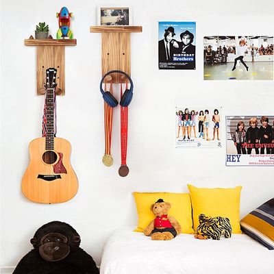 Estante de guitarra de montaje de pared personalizado para decoración del hogar Diseño de nivel único