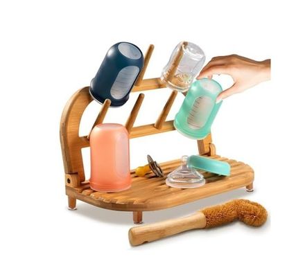 Mejora tu experiencia de secado con nuestro bastidor de secado de botellas de bambú para bebés